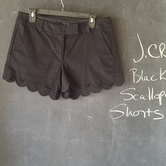 New J. Crew Scalloped Linen Shorts Black Sz 6 - Picture 2 of 7